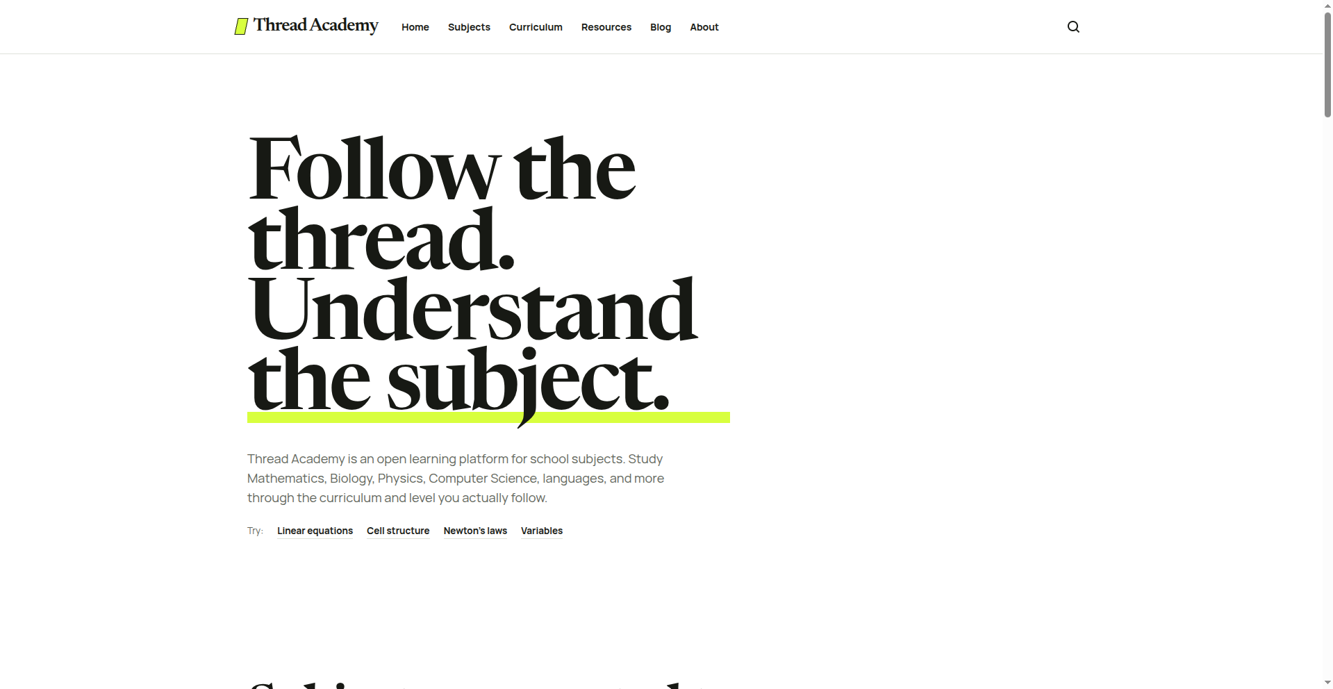 Thread Academy homepage